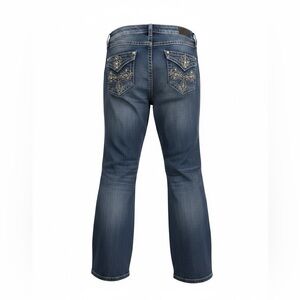Rebel & Soul | Women’s Dark Blue Wash Bootcut Jeans w/ Rhinestones | 12